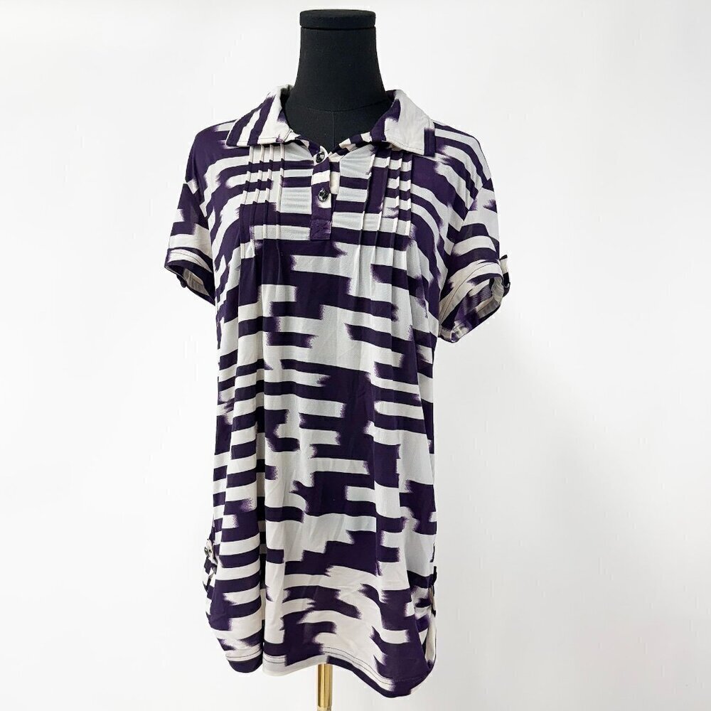 PURPLE COLLARD SHIRT WITH STRIPES